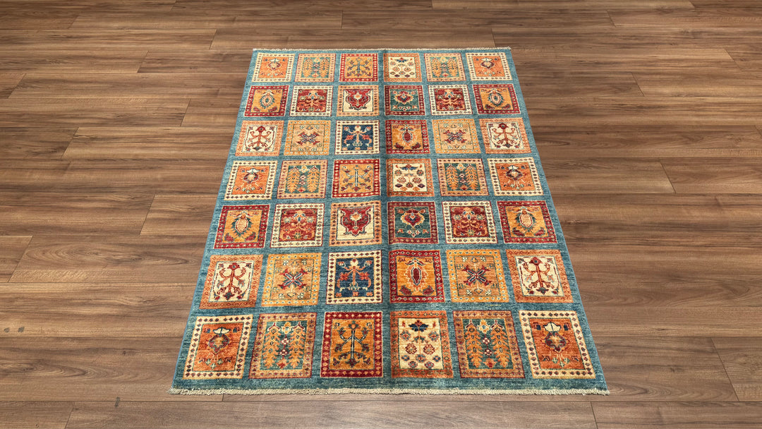 Blue Bahtiyari Original Vegetable Dyed Hand Woven Wool Carpet 120x169 2.03 Square Meters - 4x6 ft