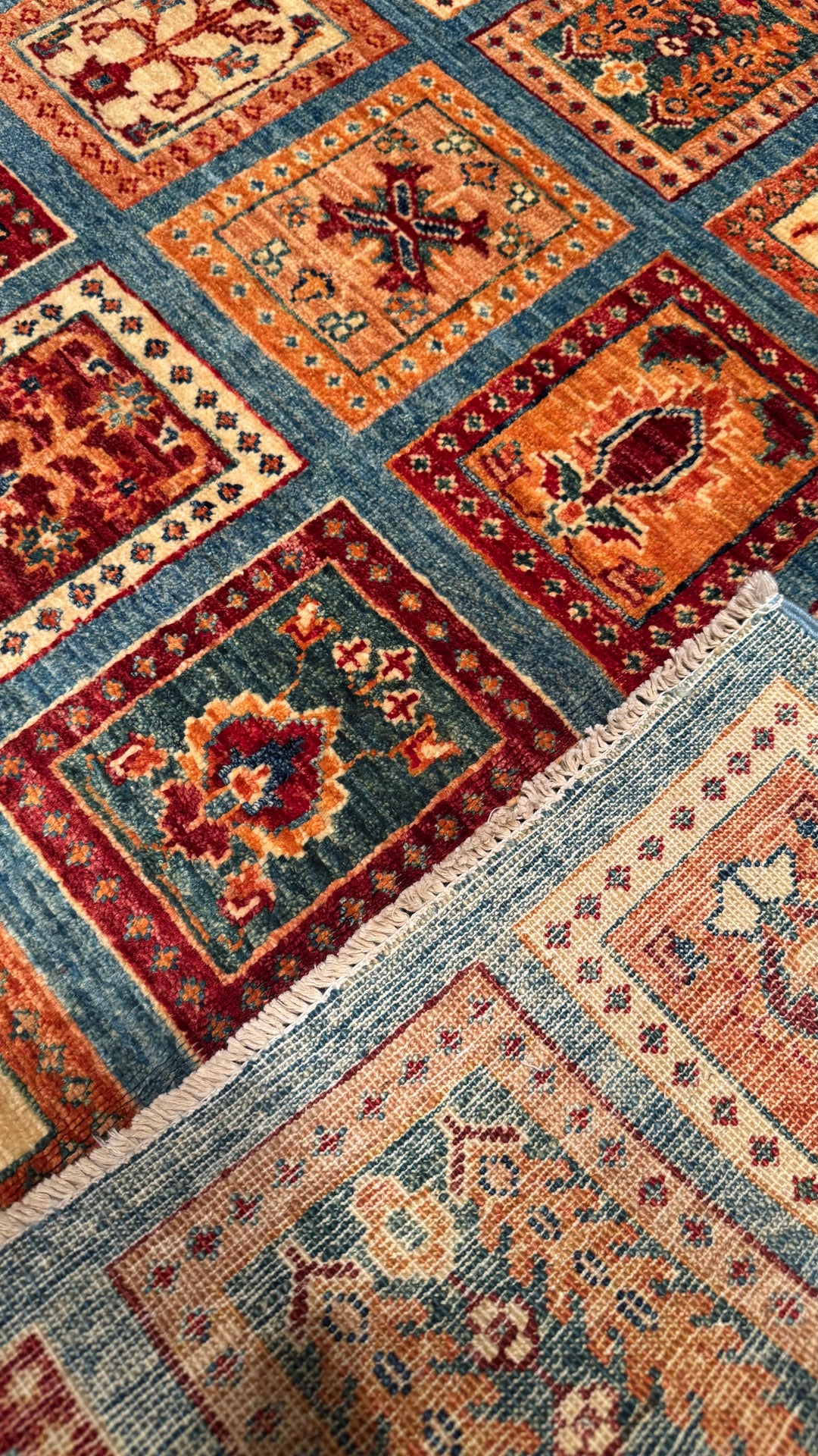 Blue Bahtiyari Original Vegetable Dyed Hand Woven Wool Carpet 120x169 2.03 Square Meters - 4x6 ft