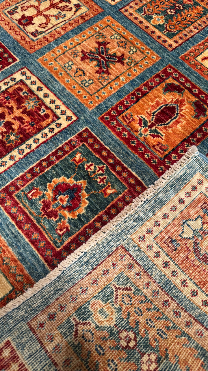 Blue Bahtiyari Original Vegetable Dyed Hand Woven Wool Carpet 120x169 2.03 Square Meters - 4x6 ft