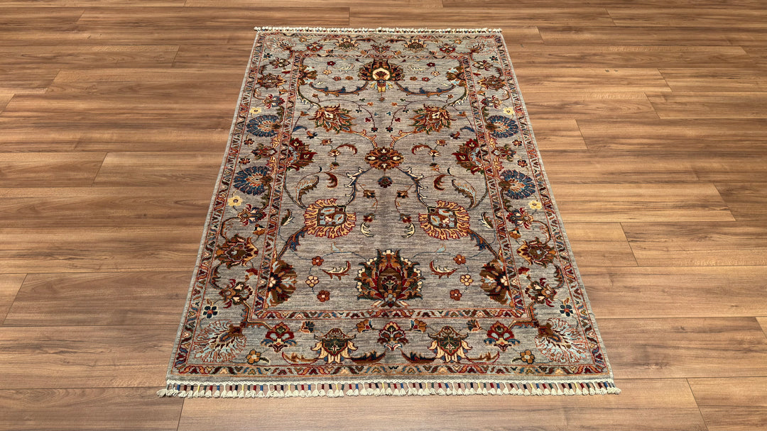 Sultani Binbirgece Orjinal El Dokuması Gri Kök Boya Yün Halı 124x185 2.29 Metrekare - 4x6 ft