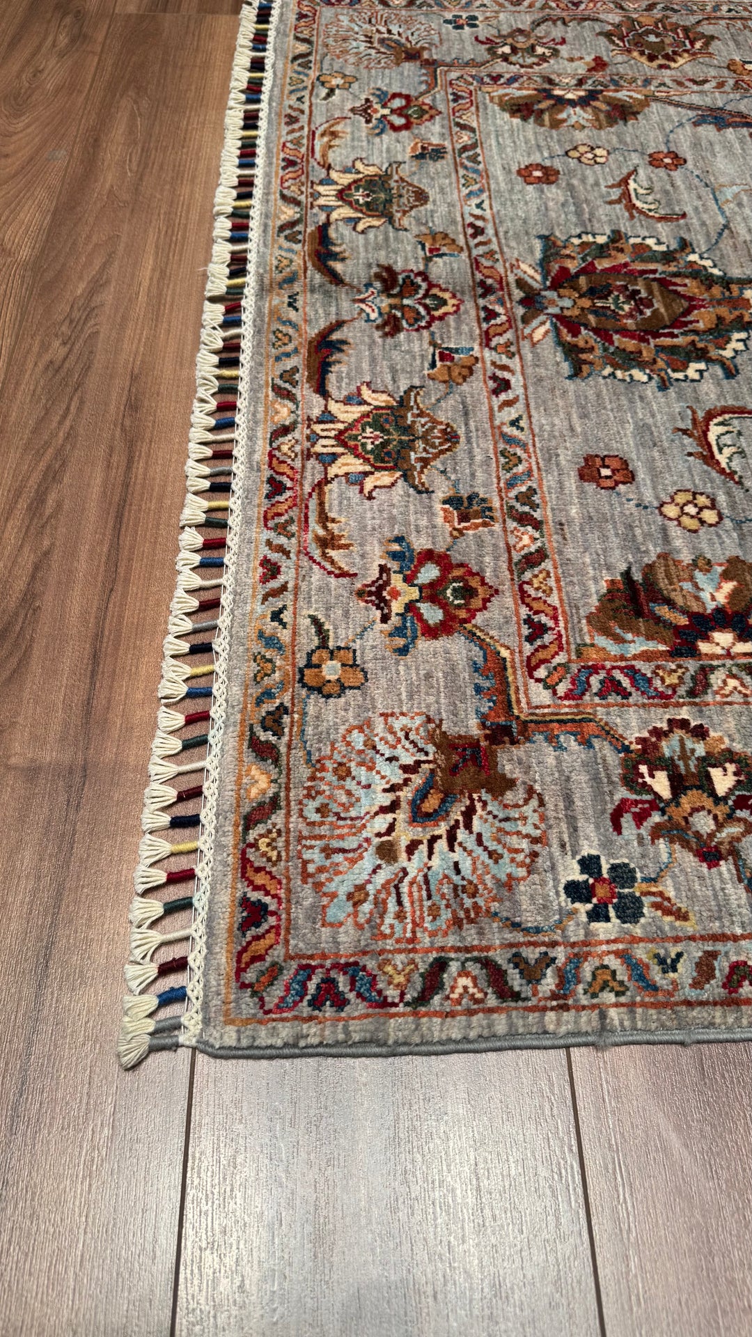 Sultani Binbirgece Original Hand Woven Gray Vegetable Dyed Wool Carpet 124x185 2.29 Square Meters - 4x6 ft