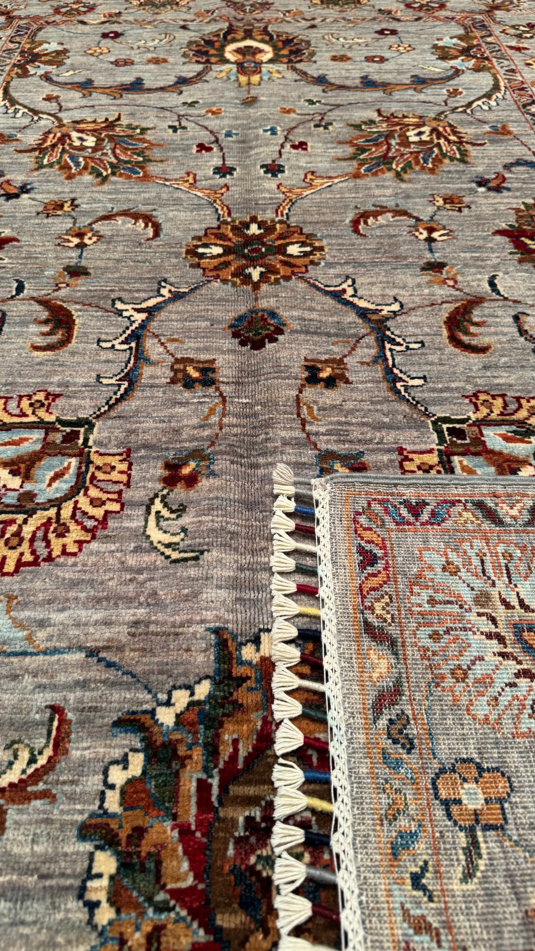 Sultani Binbirgece Original Hand Woven Gray Vegetable Dyed Wool Carpet 124x185 2.29 Square Meters - 4x6 ft