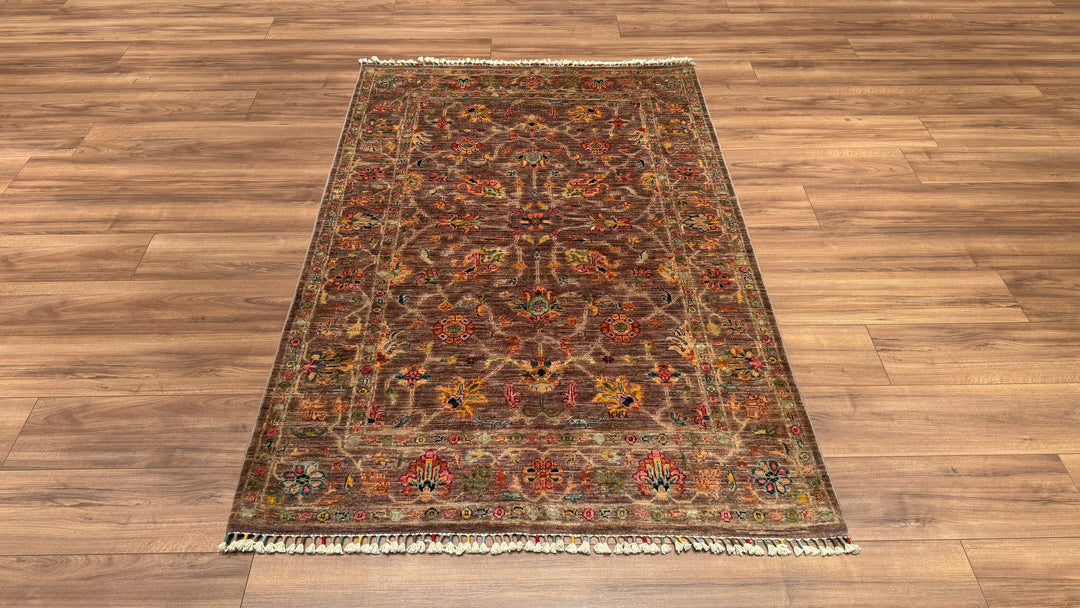 Sultani Binbirgece Original Hand Woven Brown Vegetable Dyed Wool Carpet 122x187 2.28 Square Meters - 3x5 ft