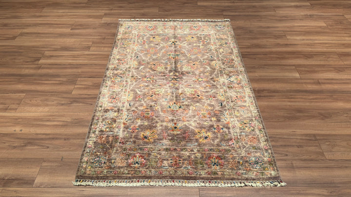 Sultani Binbirgece Orjinal El Dokuması Kahverengi Kök Boya Yün Halı 122x187 2.28 Metrekare - 3x5 ft