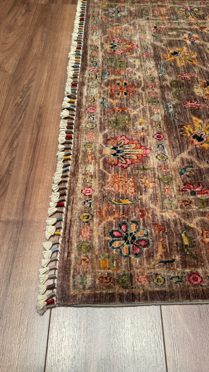 Sultani Binbirgece Orjinal El Dokuması Kahverengi Kök Boya Yün Halı 122x187 2.28 Metrekare - 3x5 ft