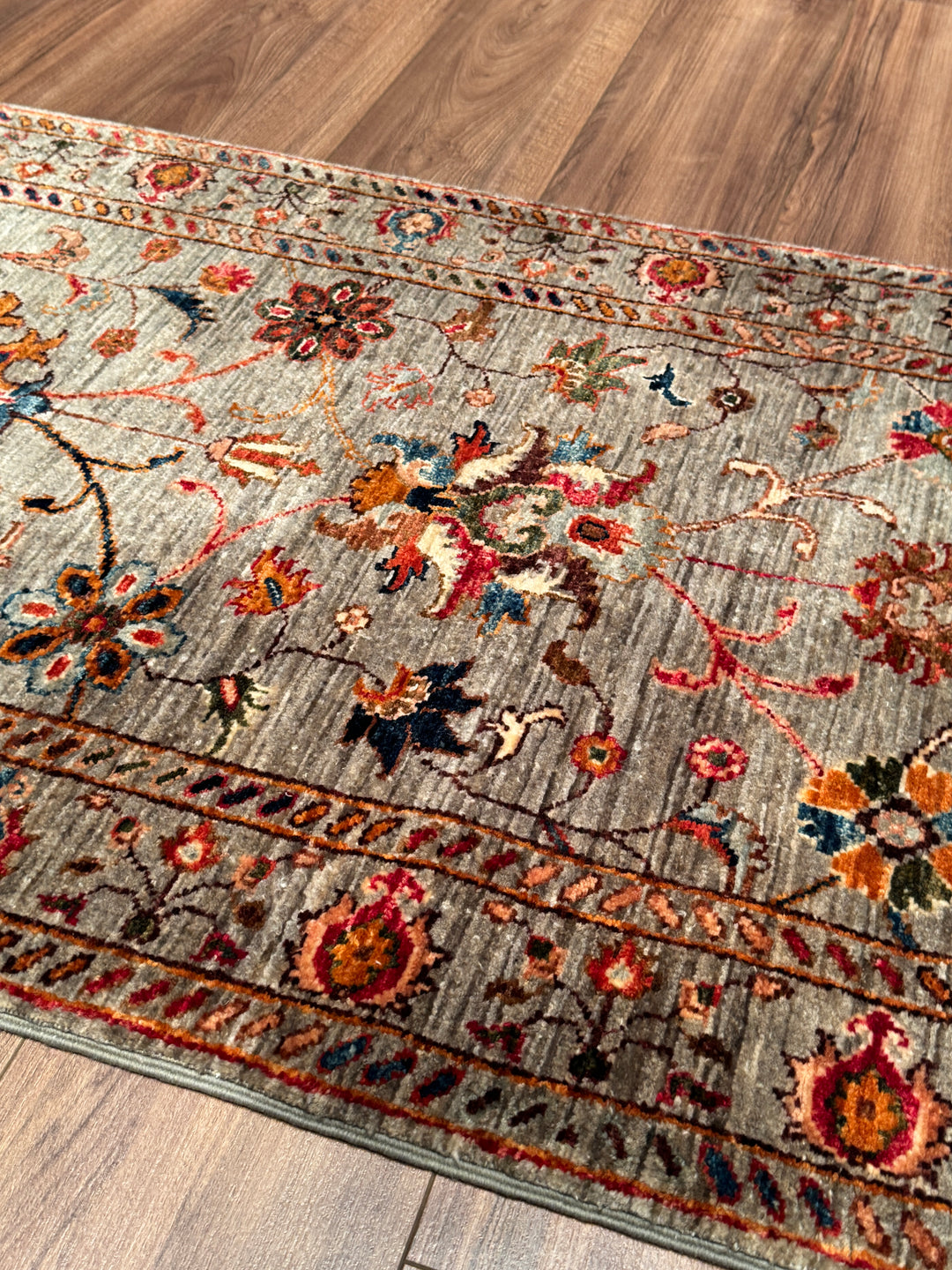 Sultani Binbirgece Uzun Yolluk Orijinal El Dokuması Gri Kök Boya Yün Halı 0.79x404 3.19 Metrekare - 3x13 ft