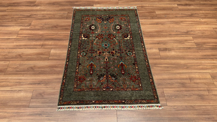 Sultani Binbirgece Orjinal El Dokuması Gri Kök Boya Yün Halı 102x158 1.61 Metrekare - 3x5 ft