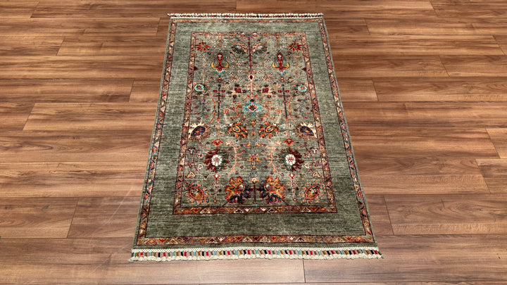 Sultani Binbirgece Orjinal El Dokuması Gri Kök Boya Yün Halı 102x158 1.61 Metrekare - 3x5 ft