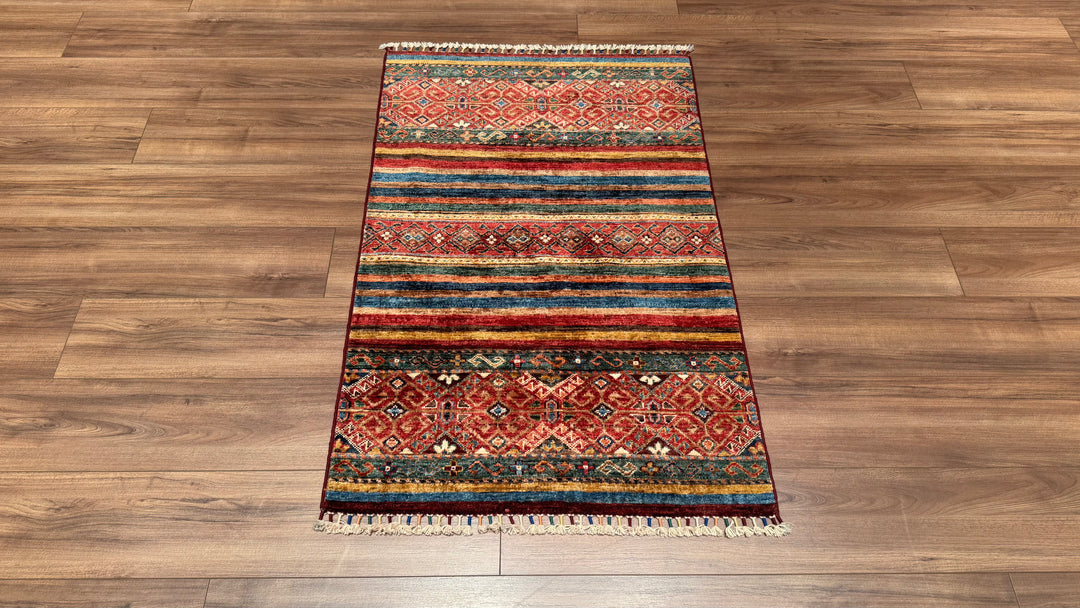 Khorjin Original Hand Woven Multi Vegetable Dyed Wool Carpet 0.81x126 1.02 Square Meters - 2x4 ft