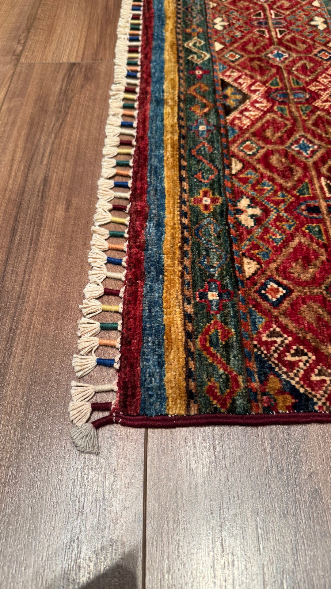 Khorjin Original Hand Woven Multi Vegetable Dyed Wool Carpet 0.81x126 1.02 Square Meters - 2x4 ft