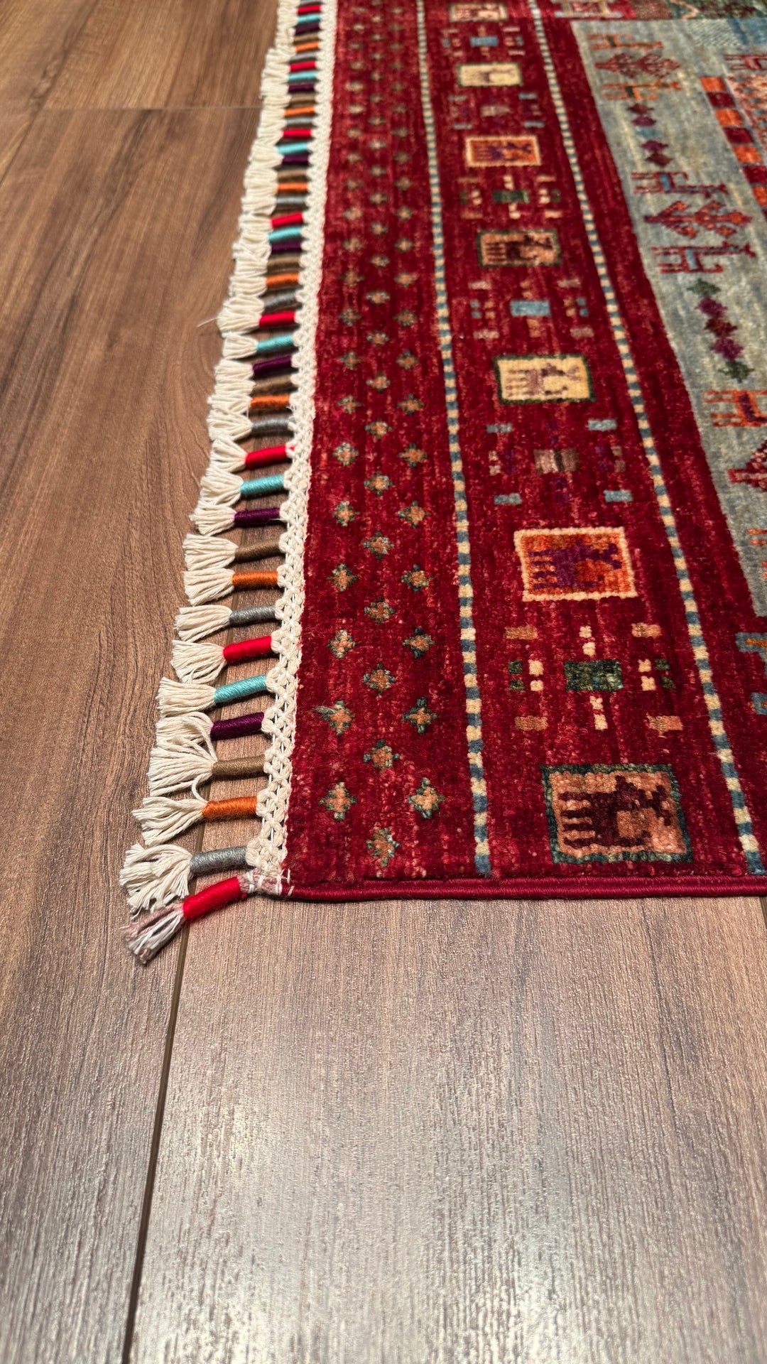 Khorjin Original Hand Woven Multi Vegetable Dyed Wool Carpet 0.86x125 1.08 Square Meters - 2x4 ft