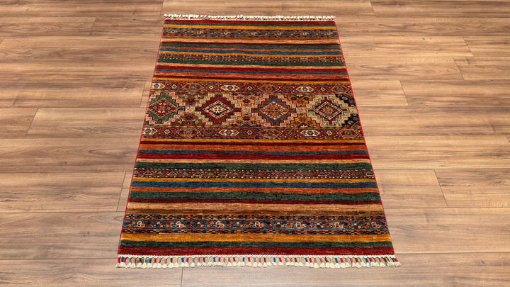 Khorjin Original Hand Woven Multi Vegetable Dyed Wool Carpet 106x150 1.59 Square Meters - 3x5 ft