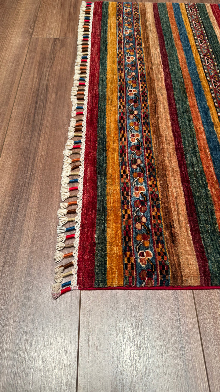 Khorjin Original Hand Woven Multi Vegetable Dyed Wool Carpet 106x150 1.59 Square Meters - 3x5 ft