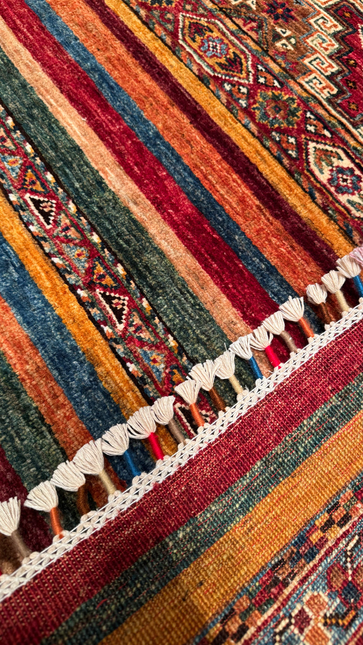 Khorjin Original Hand Woven Multi Vegetable Dyed Wool Carpet 106x150 1.59 Square Meters - 3x5 ft