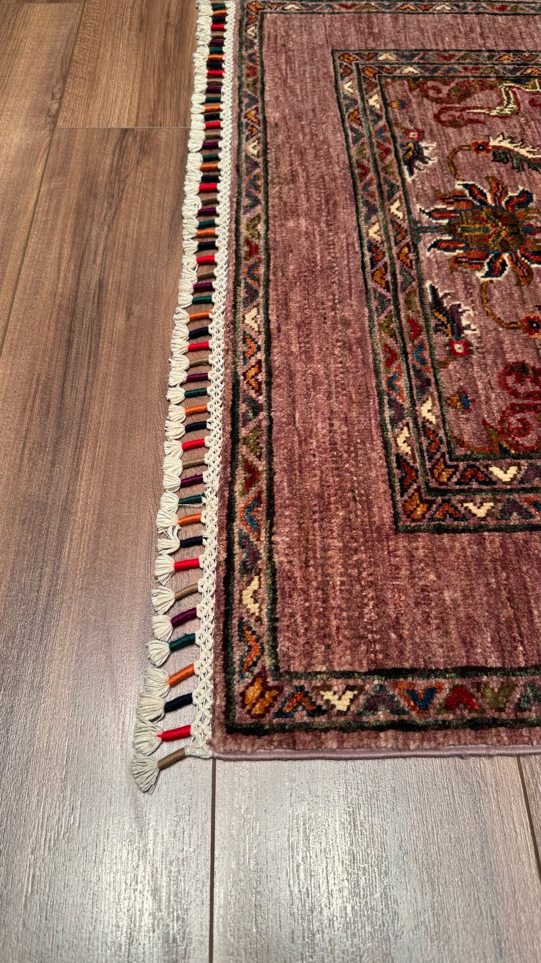 Sultani Binbirgece Original Hand Woven Pink Vegetable Dyed Wool Carpet 0.95x150 1.43 Square Meters - 3x5 ft