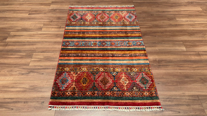 Khorjin Orjinal El Dokuması Multi Kök Boya Yün Halı 106x163 1.73 Metrekare - 3x5 ft