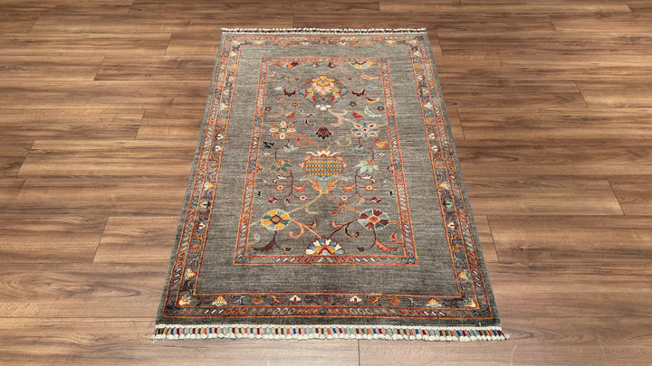 Sultani Binbirgece Original Hand Woven Gray Vegetable Dyed Wool Carpet 106x156 1.65 Square Meters - 3x5 ft