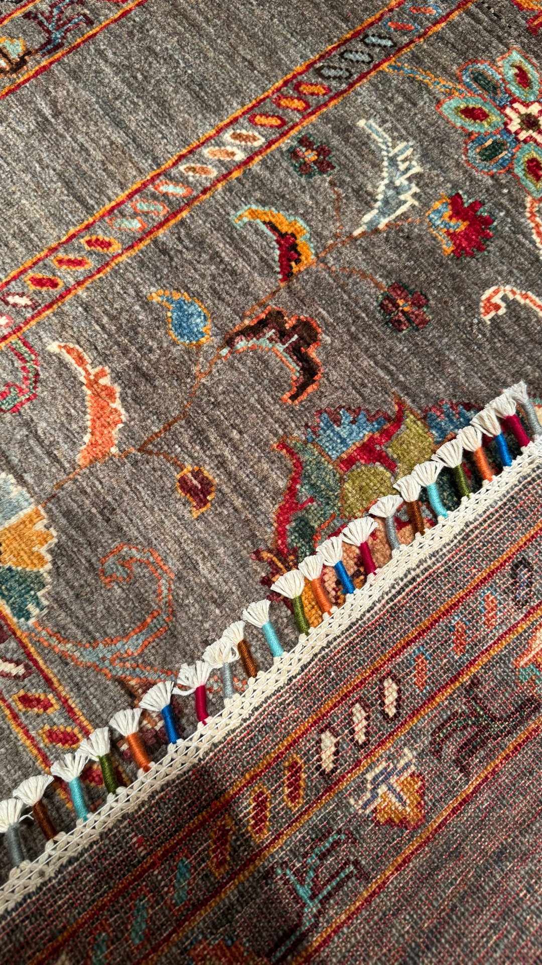 Sultani Binbirgece Original Hand Woven Gray Vegetable Dyed Wool Carpet 106x156 1.65 Square Meters - 3x5 ft