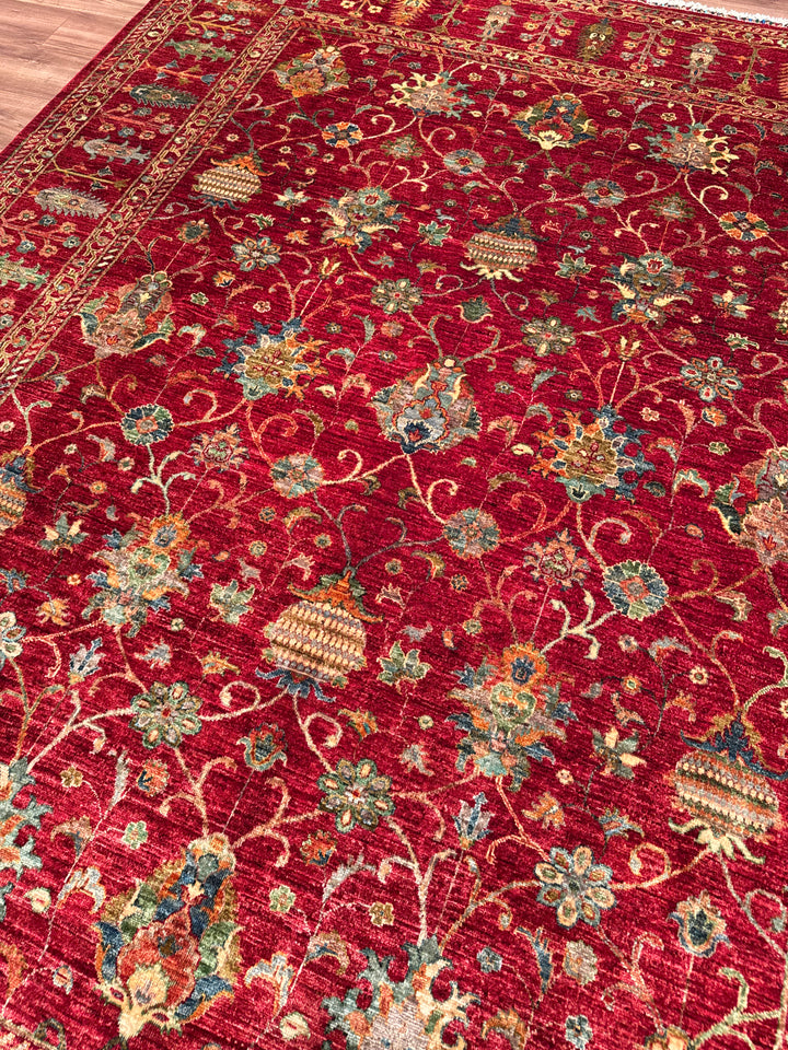 Sultani Binbirgece Orijinal El Dokuması Kırmızı Kök Boya Yün Halı 248x305 7.56 Metrekare - 8x10 ft