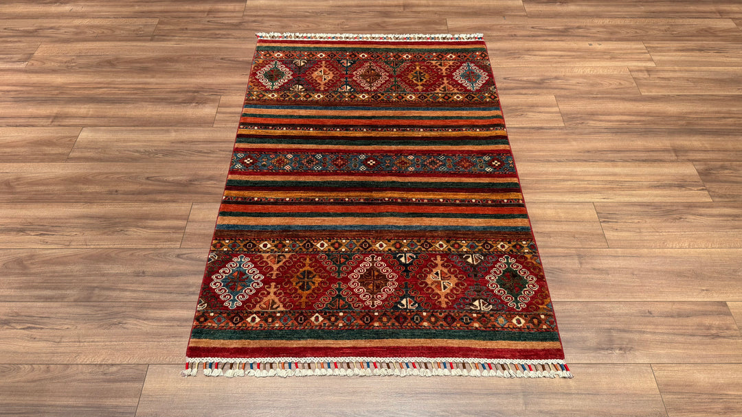 Khorjin Orjinal El Dokuması Multi Kök Boya Yün Halı 104x153 1.59 Metrekare - 3x5 ft