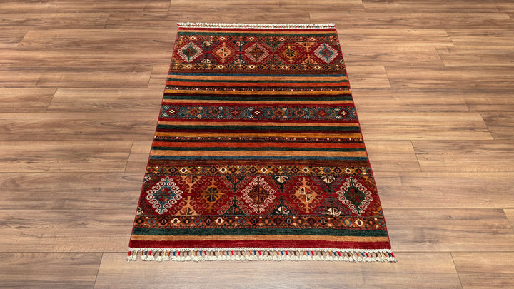 Khorjin Original Hand Woven Multi Vegetable Dyed Wool Carpet 104x153 1.59 Square Meters - 3x5 ft