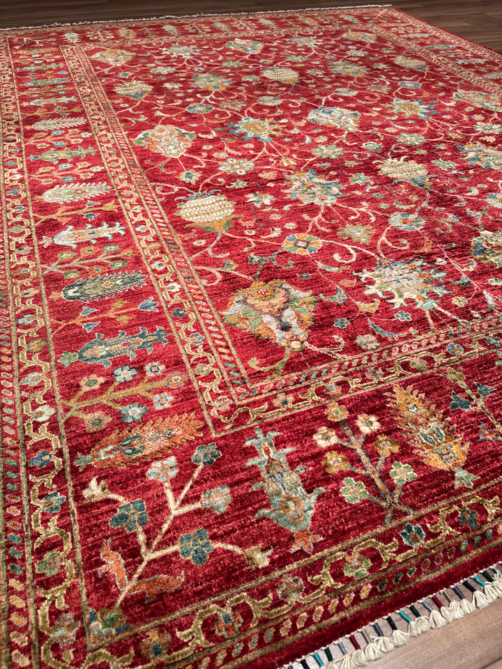 Sultani Binbirgece Orijinal El Dokuması Kırmızı Kök Boya Yün Halı 248x305 7.56 Metrekare - 8x10 ft