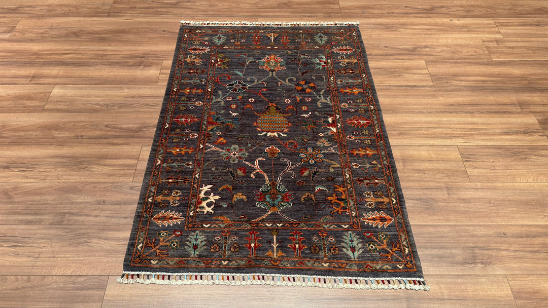 Sultani Binbirgece Original Hand Woven Gray Vegetable Dyed Wool Carpet 104x145 1.51 Square Meters - 3x5 ft