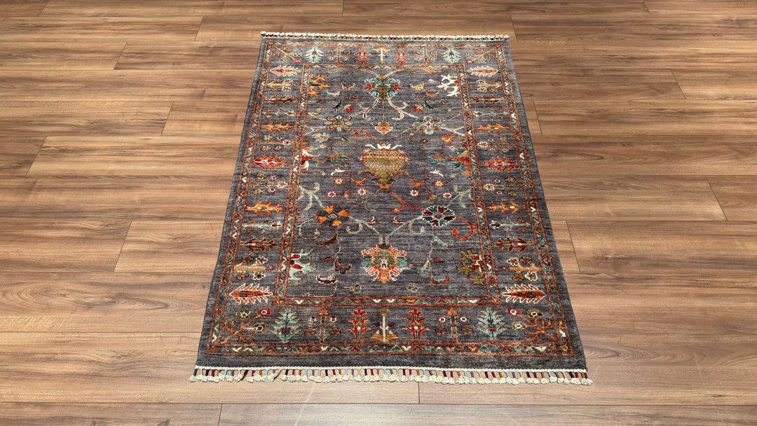 Sultani Binbirgece Original Hand Woven Gray Vegetable Dyed Wool Carpet 104x145 1.51 Square Meters - 3x5 ft