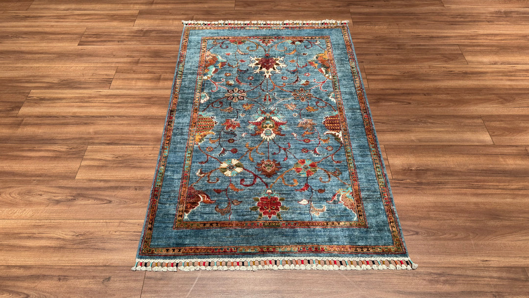 Sultani Binbirgece Orjinal El Dokuması Mavi Kök Boya Yün Halı 102x151 1.54 Metrekare - 3x5 ft