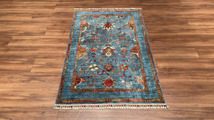 Sultani Binbirgece Orjinal El Dokuması Mavi Kök Boya Yün Halı 102x151 1.54 Metrekare - 3x5 ft