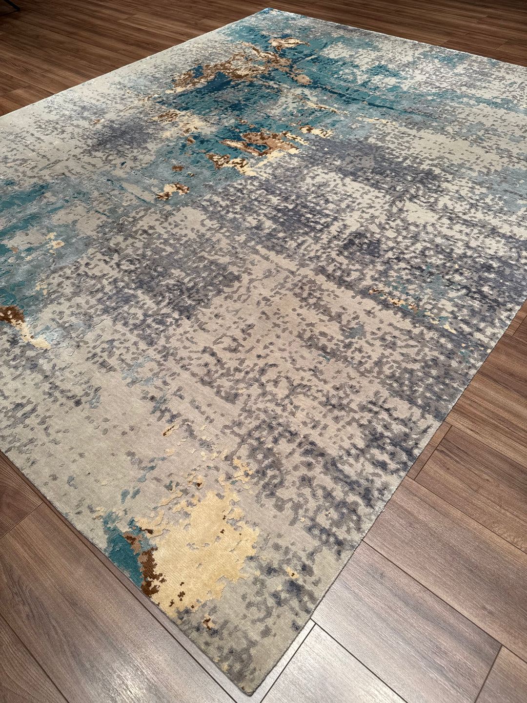 New Diamond Orijinal El Dokuması Gri Yün Bambu Halı 249x308 7.67 Metrekare - 8x10 ft