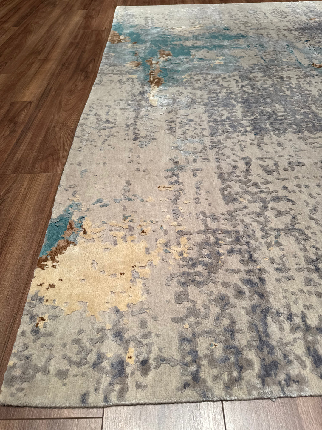 New Diamond Orijinal El Dokuması Gri Yün Bambu Halı 249x308 7.67 Metrekare - 8x10 ft