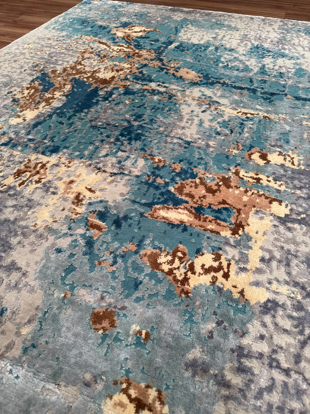 New Diamond Orijinal El Dokuması Gri Yün Bambu Halı 249x308 7.67 Metrekare - 8x10 ft