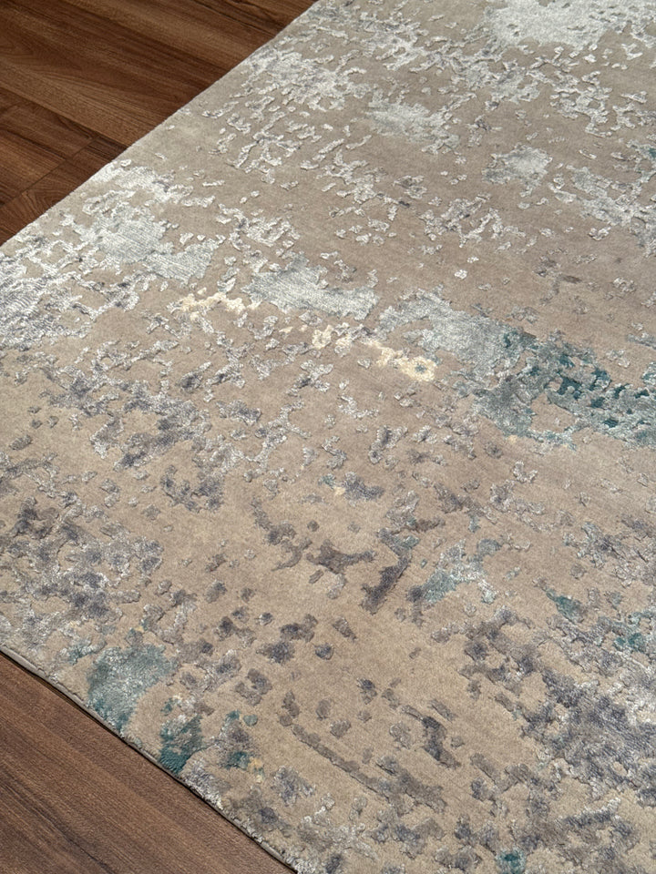 New Diamond Orijinal El Dokuması Gri Yün Bambu Halı 249x308 7.67 Metrekare - 8x10 ft