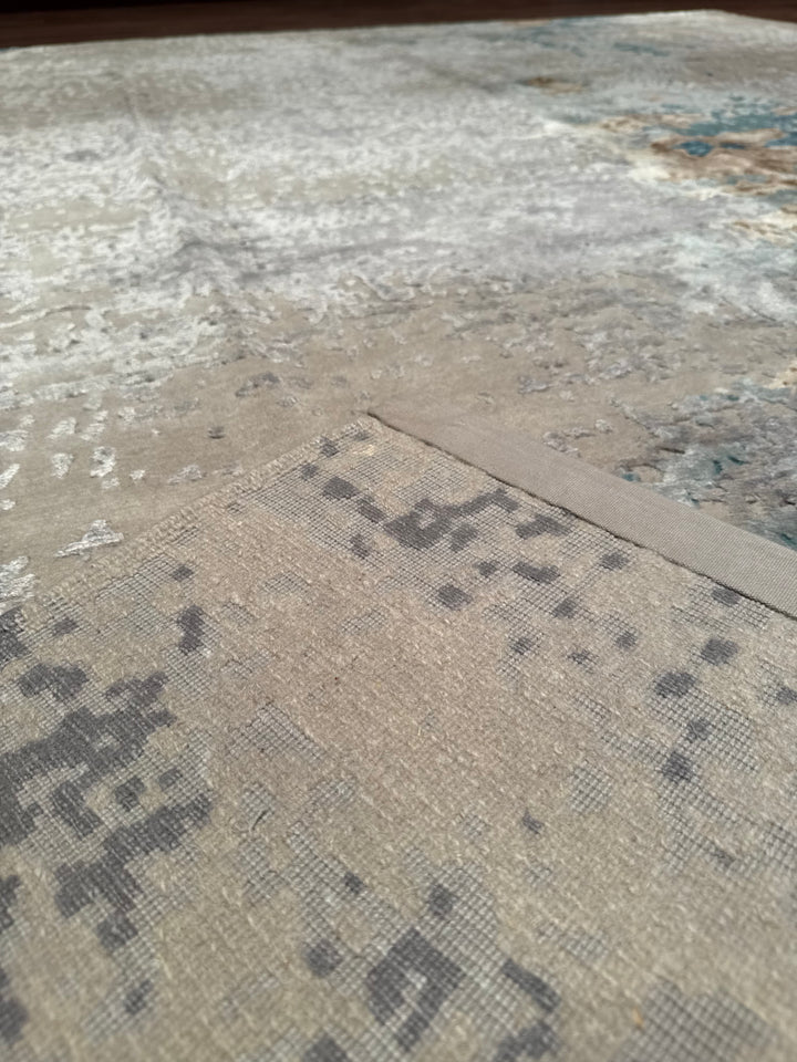 New Diamond Orijinal El Dokuması Gri Yün Bambu Halı 249x308 7.67 Metrekare - 8x10 ft