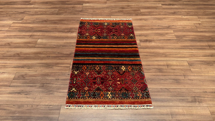 Khorjin Original Hand Woven Multi Vegetable Dyed Wool Carpet 0.82x142 1.16 Square Meters - 3x5 ft