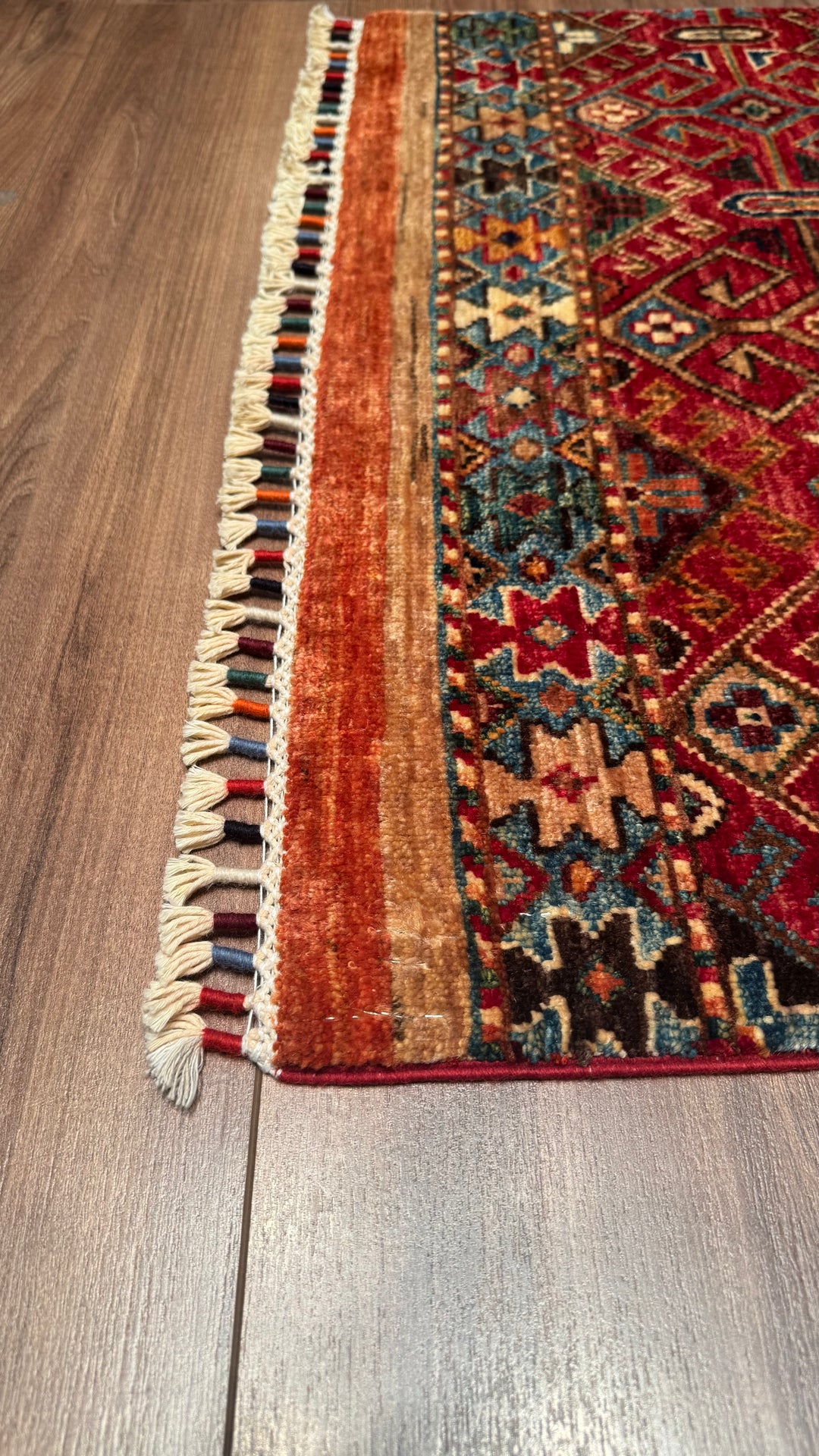 Khorjin Original Hand Woven Multi Vegetable Dyed Wool Carpet 0.82x142 1.16 Square Meters - 3x5 ft