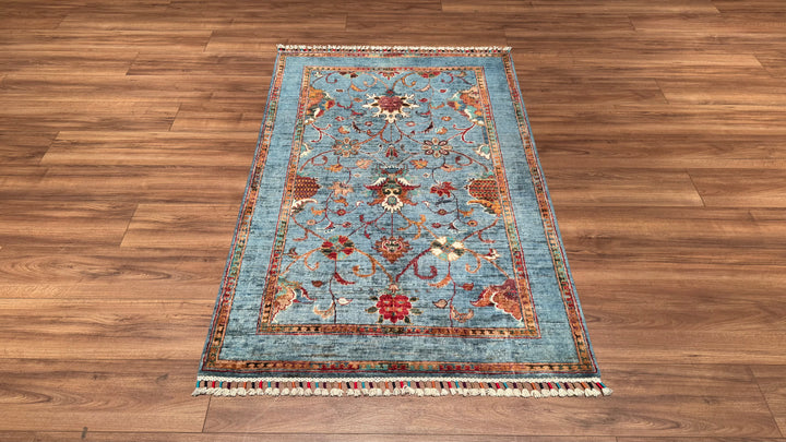 Sultani Binbirgece Orjinal El Dokuması Mavi Kök Boya Yün Halı 103x160 1.65 Metrekare - 3x5 ft