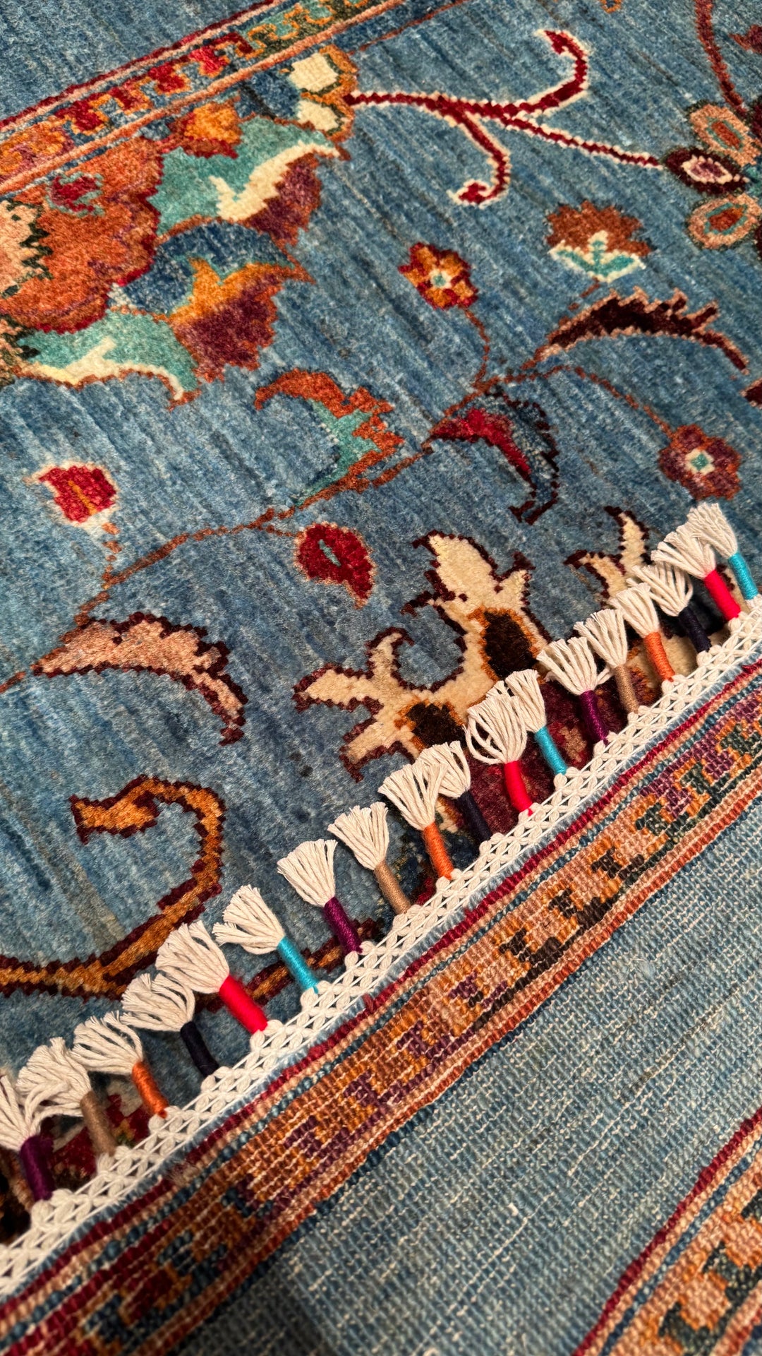 Sultani Binbirgece Original Hand Woven Blue Vegetable Dyed Wool Carpet 103x160 1.65 Square Meters - 3x5 ft