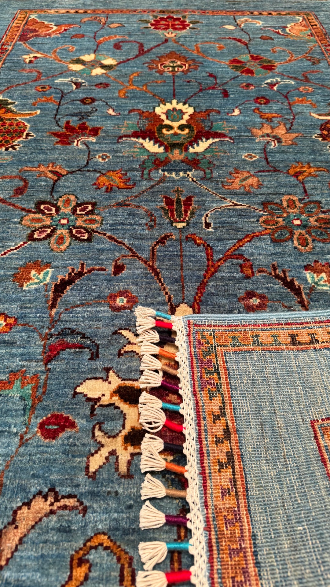 Sultani Binbirgece Original Hand Woven Blue Vegetable Dyed Wool Carpet 103x160 1.65 Square Meters - 3x5 ft