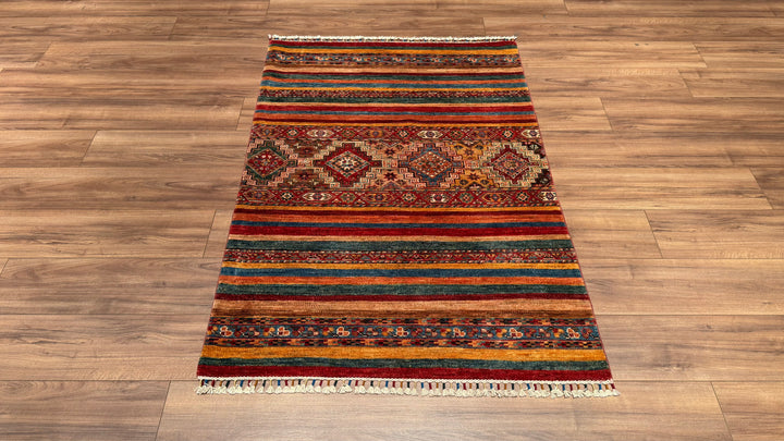 Khorjin Orjinal El Dokuması Multi Kök Boya Yün Halı 106x153 1.62 Metrekare - 3x5 ft