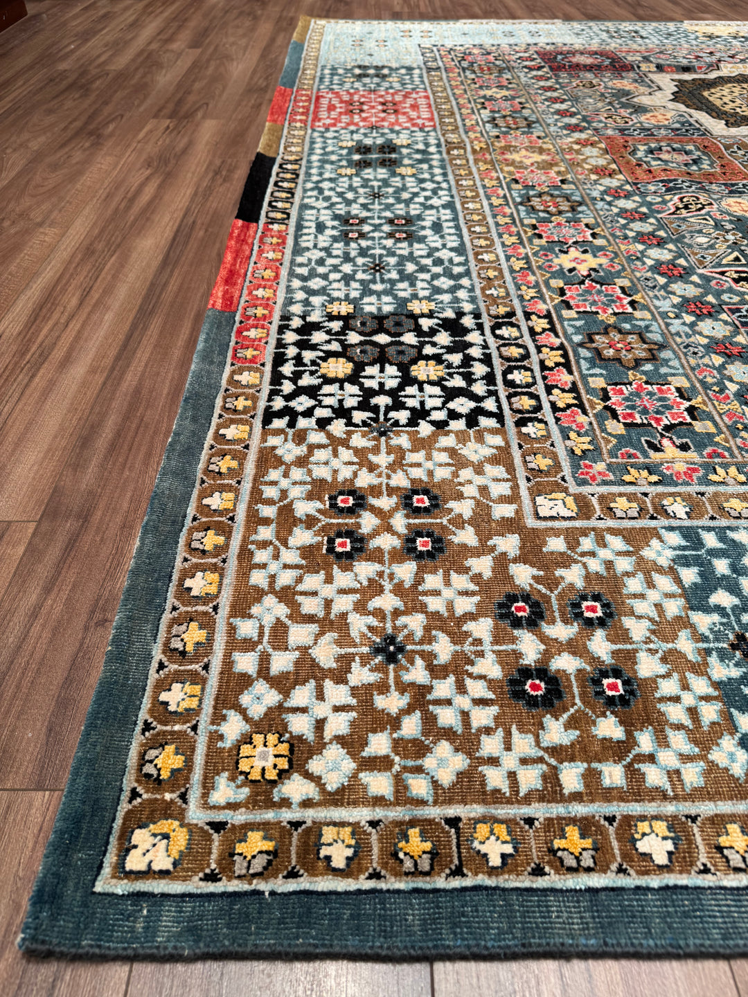 Oxidized Original Hand-Woven Multi Wool Silk Carpet 297x435 12.92 Square Meters - 10x14 ft