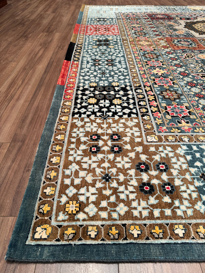 Oxidized Original Hand-Woven Multi Wool Silk Carpet 297x435 12.92 Square Meters - 10x14 ft