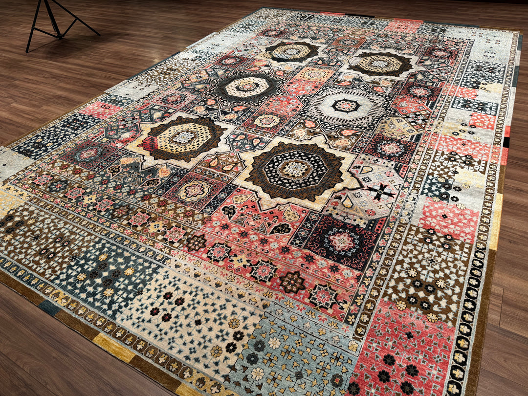 Oxidized Original Hand-Woven Multi Wool Silk Carpet 297x435 12.92 Square Meters - 10x14 ft