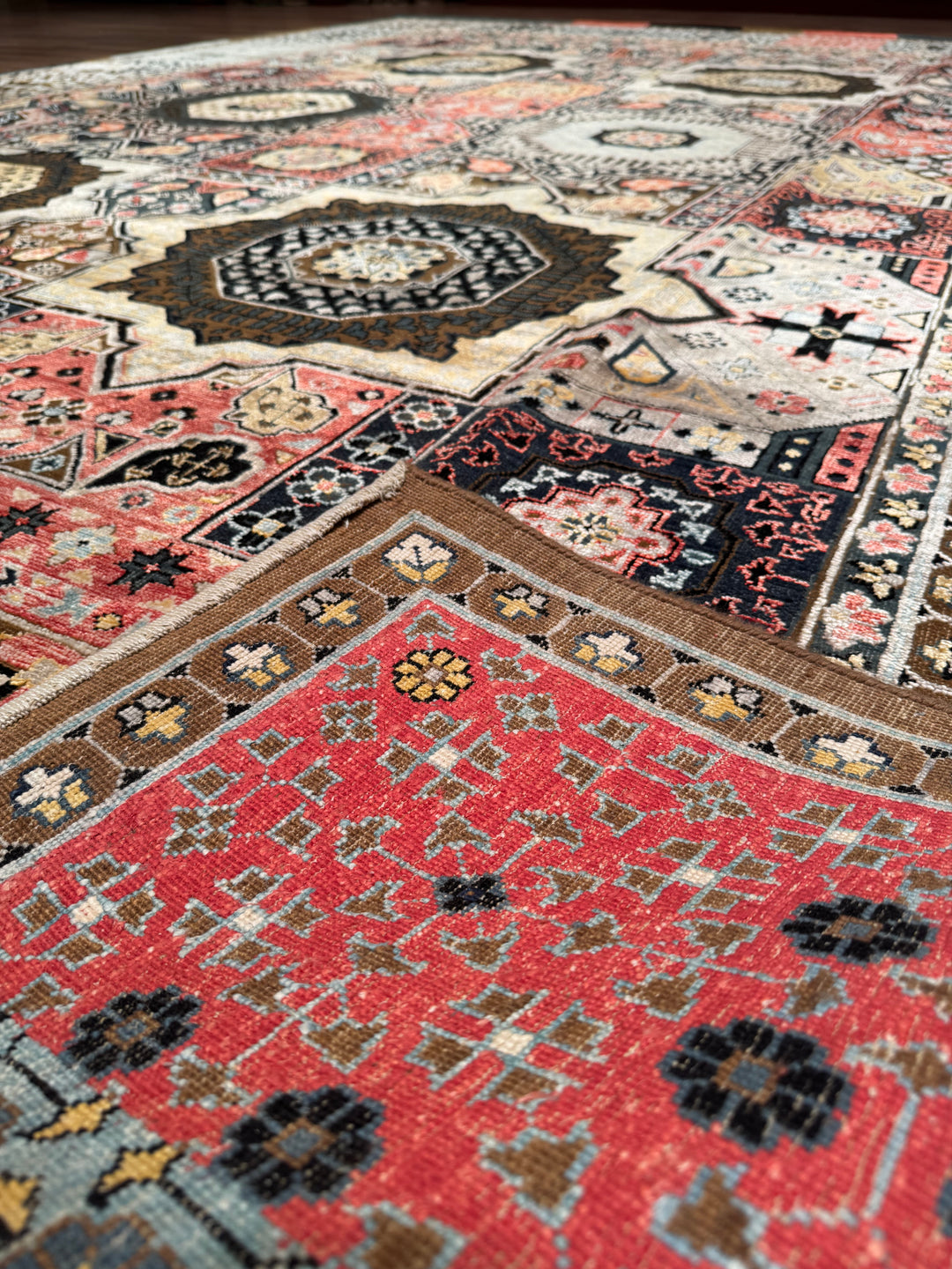 Oxidized Original Hand-Woven Multi Wool Silk Carpet 297x435 12.92 Square Meters - 10x14 ft