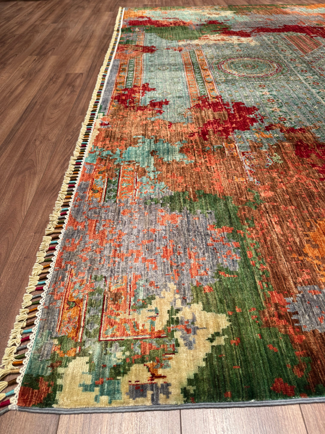 Kırık Memlük Orijinal El Dokuması Multi Kök Boya Yün Halı 301x397 11.95 Metrekare - 10x13 ft