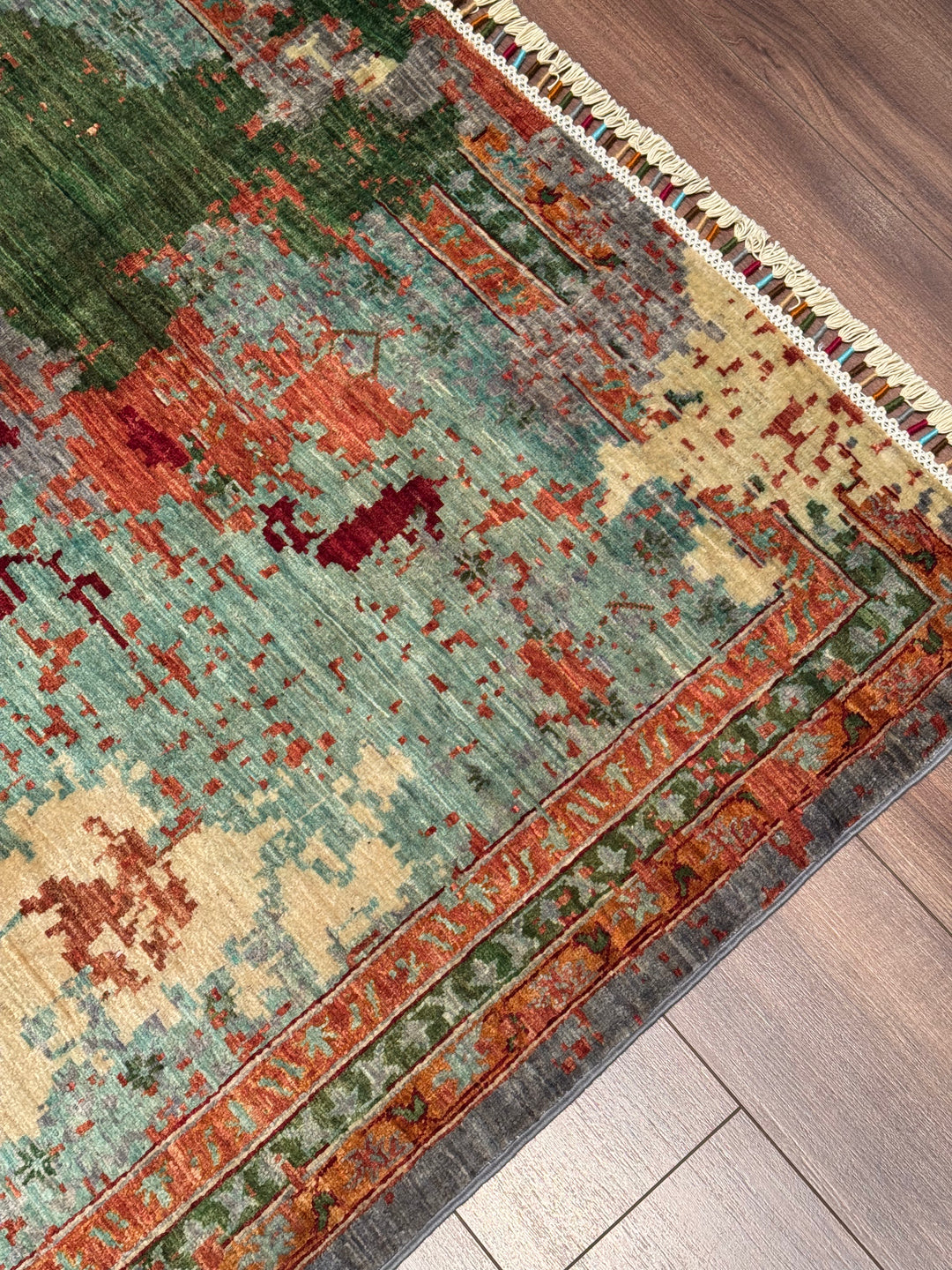 Kırık Memlük Orijinal El Dokuması Multi Kök Boya Yün Halı 301x397 11.95 Metrekare - 10x13 ft