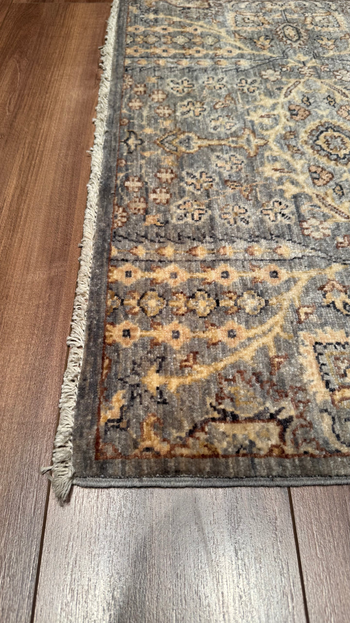 Uşak Original Hand Woven Gray Beige Vegetable Dyed Wool Carpet 0.87x160 1.39 Square Meters - 3x5 ft