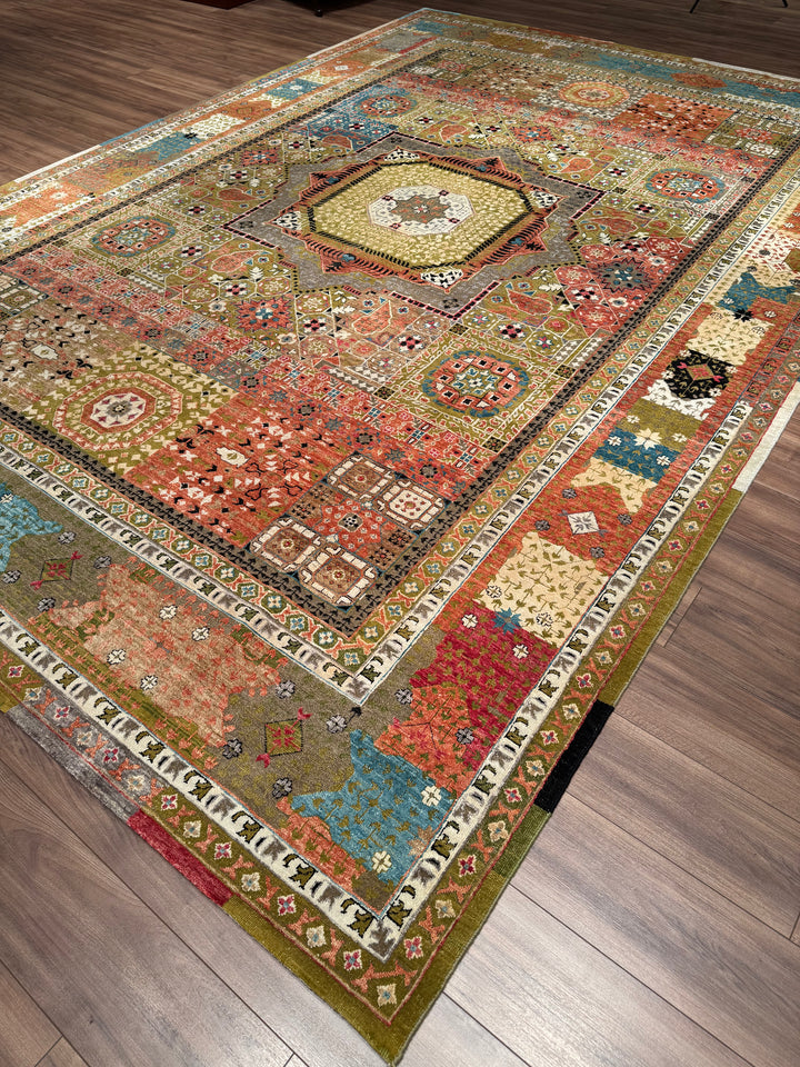 Oxidized Original Hand Woven Multi Wool Silk Carpet 301x432 13 Square Meters - 10x14 ft
