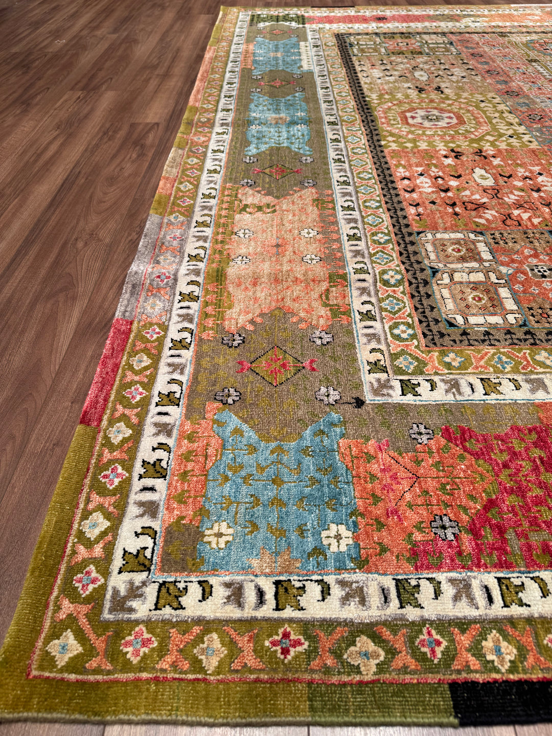 Oxidized Original Hand Woven Multi Wool Silk Carpet 301x432 13 Square Meters - 10x14 ft